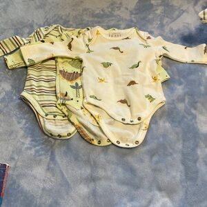 3 for $16 Set of 3 Baby Dinosaur Print Long Sleeve Onesies